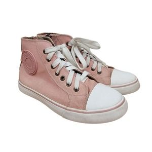 Burberry Sneakers Girls 34 2.5 US Nova Check High Top Pink Lace Up Shoes Hi Top